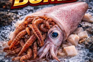 Squid and Ragworm Bomb frozen cocktail bait by Solent Baits UK