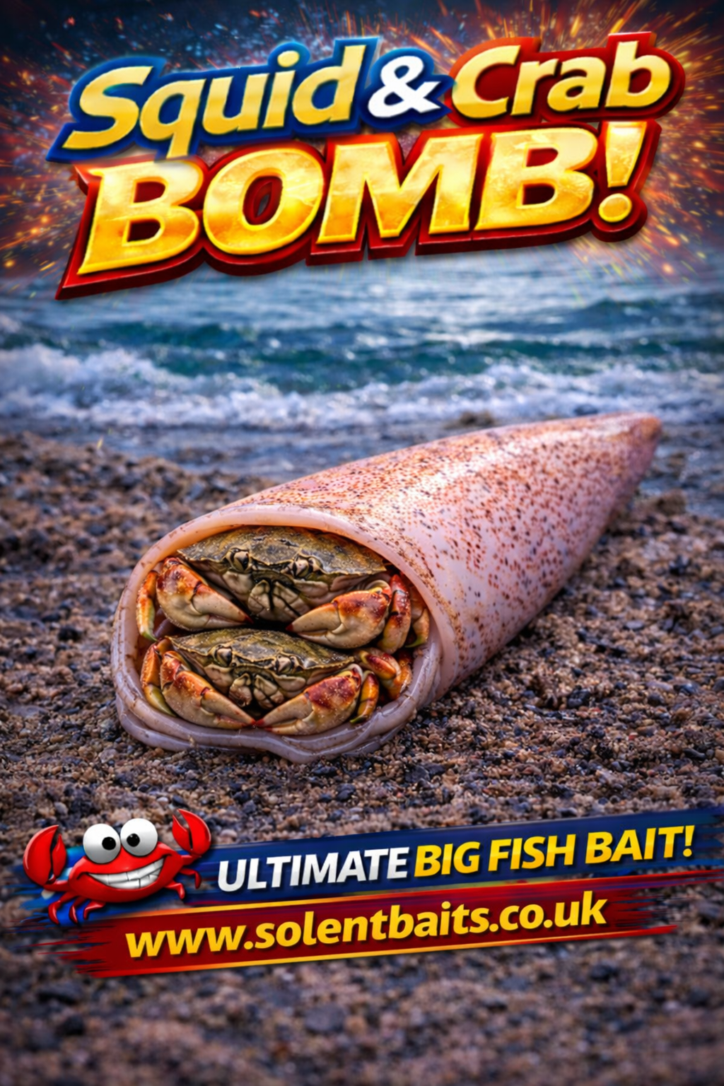 Squid & Crab Bomb sea fishing bait made in-house at Solent Baits