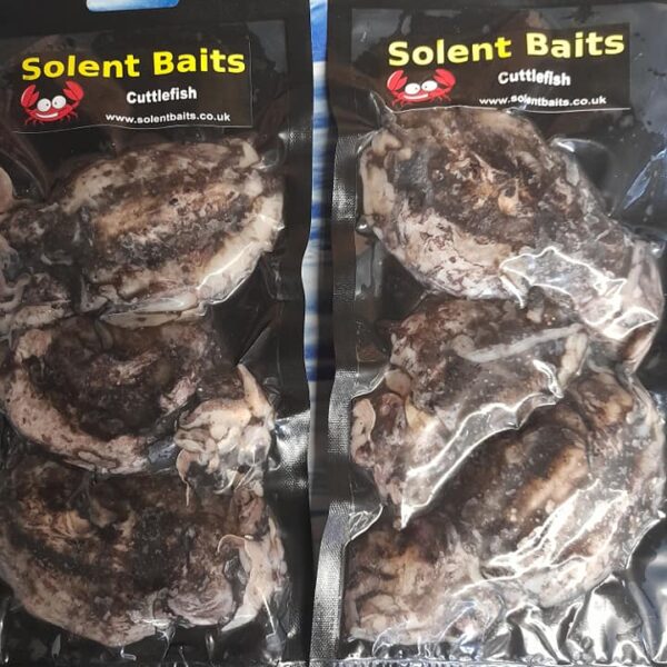 Solent Baits frozen cuttlefish, 2–3 whole cuttlefish per 250g pack