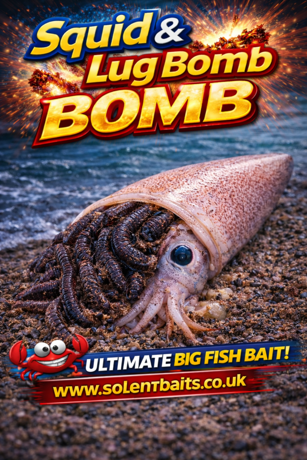 Squid & Lug Bomb cocktail bait made exclusively by Solent Baits