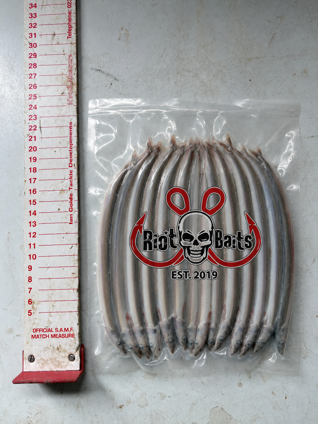 Riot Baits Large Sandeels frozen sea fishing bait pack UK